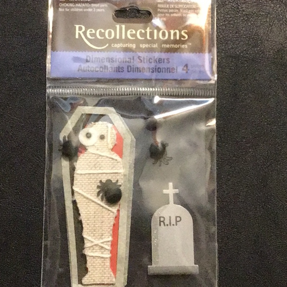 Mummy, tombstone, and spider sticker set